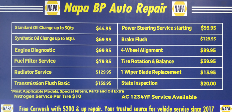 Shop Pricing - Napa BP